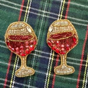 Beaded Wine Glass Earrings